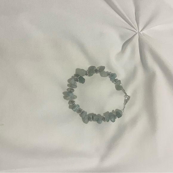 Green Aventurine Amazonite Wire Wrap Beaded Bracelet Handmade Green Silver New - Picture 7 of 8